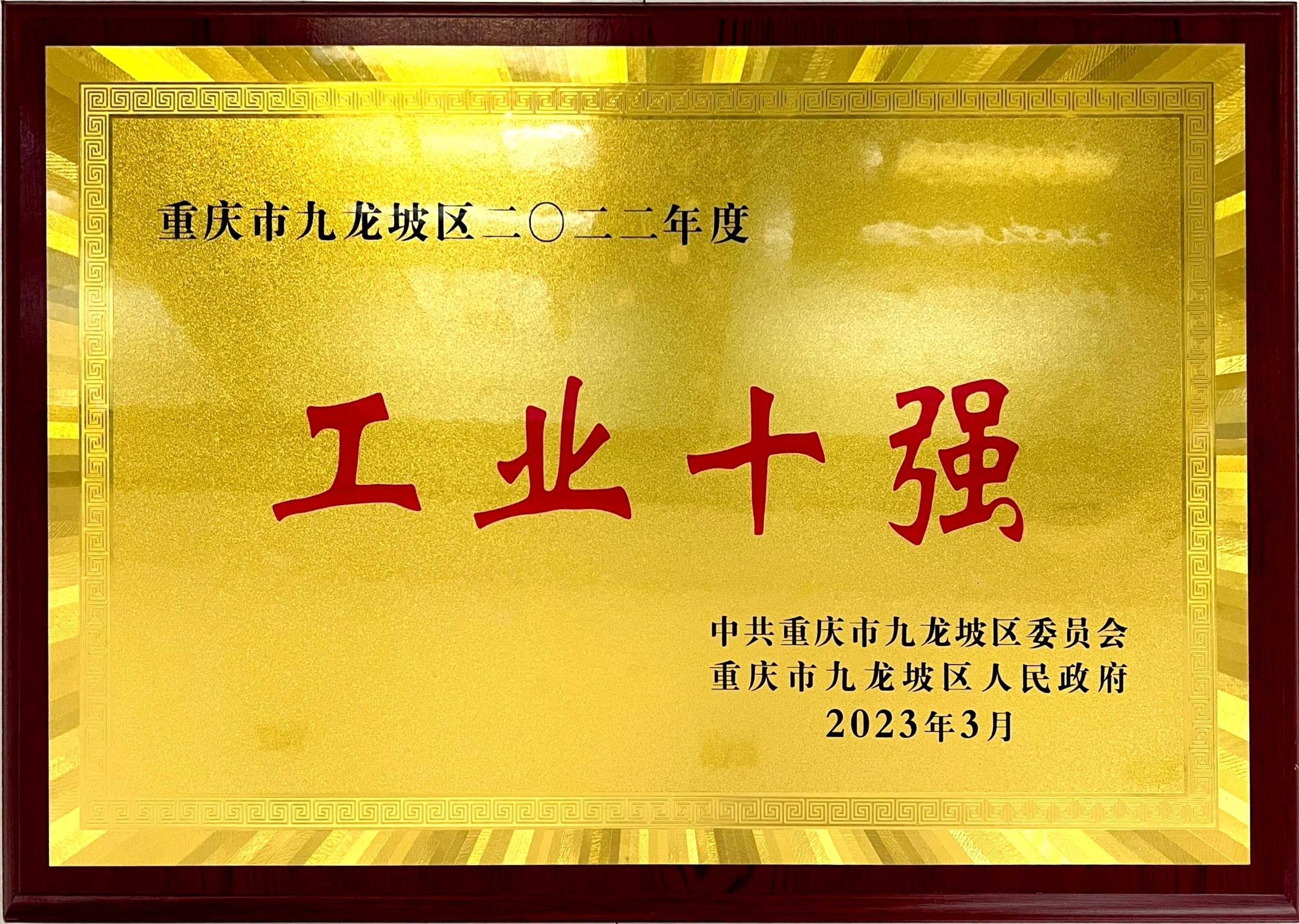 九龍坡區(qū)2022年度“工業(yè)十強”